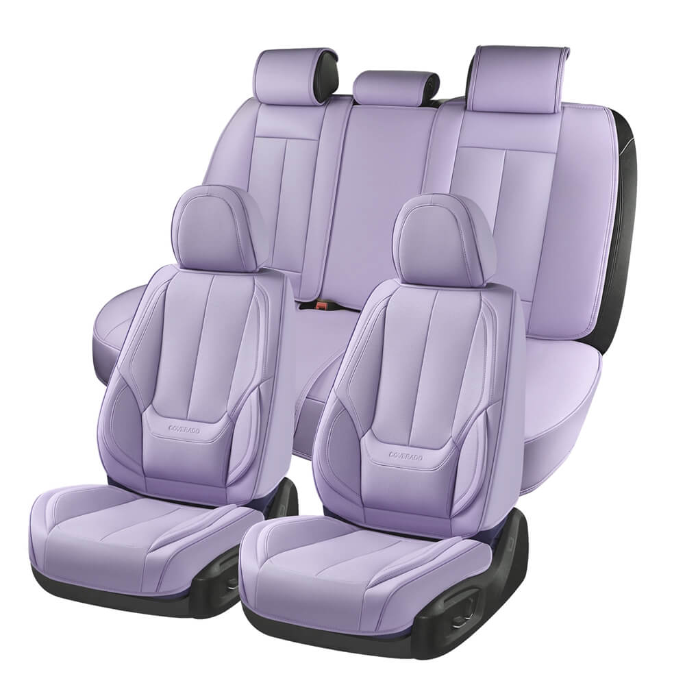 5 Seats Coverado Car Seat Covers for Cars Front and Rear Full Set with Lumbar Support Premium Leather Waterproof Auto Seat ProtectorsUniversal Fit