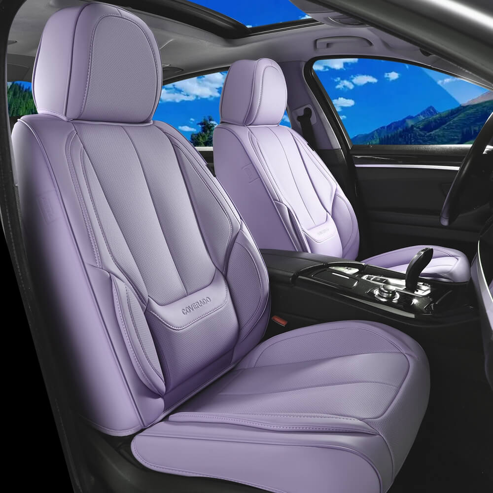 5 Seats Coverado Car Seat Covers for Cars Front and Rear Full Set with Lumbar Support Premium Leather Waterproof Auto Seat ProtectorsUniversal Fit