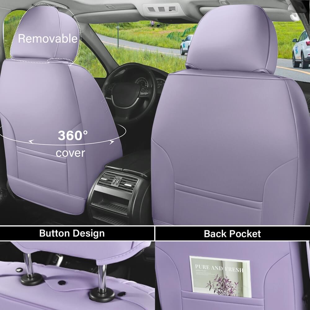 5 Seats Coverado Car Seat Covers for Cars Front and Rear Full Set with Lumbar Support Premium Leather Waterproof Auto Seat ProtectorsUniversal Fit