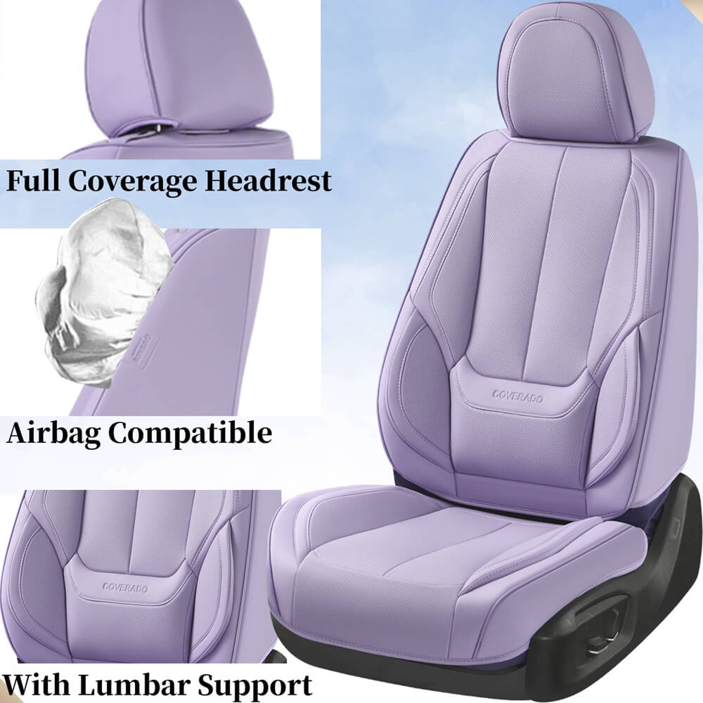 5 Seats Coverado Car Seat Covers for Cars Front and Rear Full Set with Lumbar Support Premium Leather Waterproof Auto Seat ProtectorsUniversal Fit
