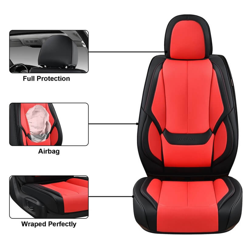 5 Seats Coverado Car Seat Covers for Cars Front and Rear Full Set with Lumbar Support Premium Leather Waterproof Auto Seat ProtectorsUniversal Fit