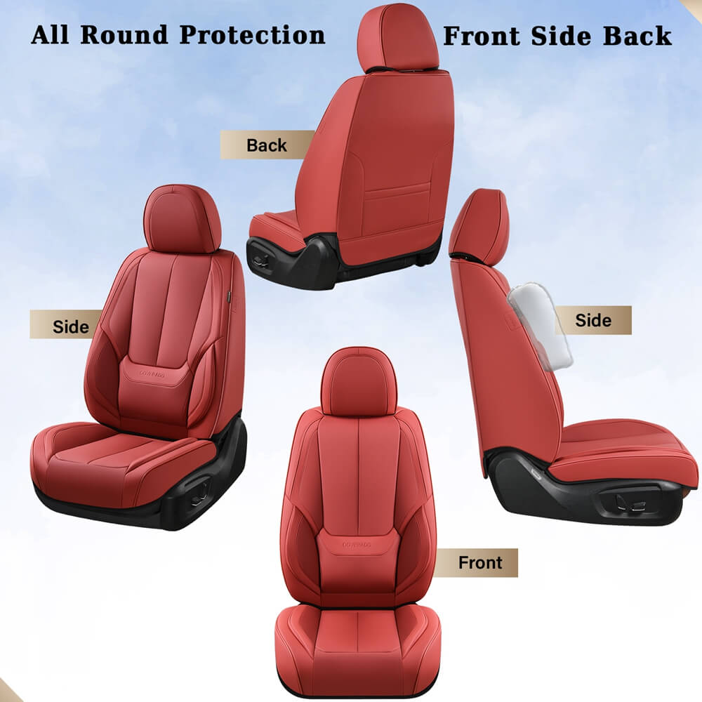 5 Seats Coverado Car Seat Covers for Cars Front and Rear Full Set with Lumbar Support Premium Leather Waterproof Auto Seat ProtectorsUniversal Fit