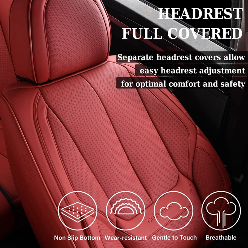 5 Seats Coverado Car Seat Covers for Cars Front and Rear Full Set with Lumbar Support Premium Leather Waterproof Auto Seat ProtectorsUniversal Fit