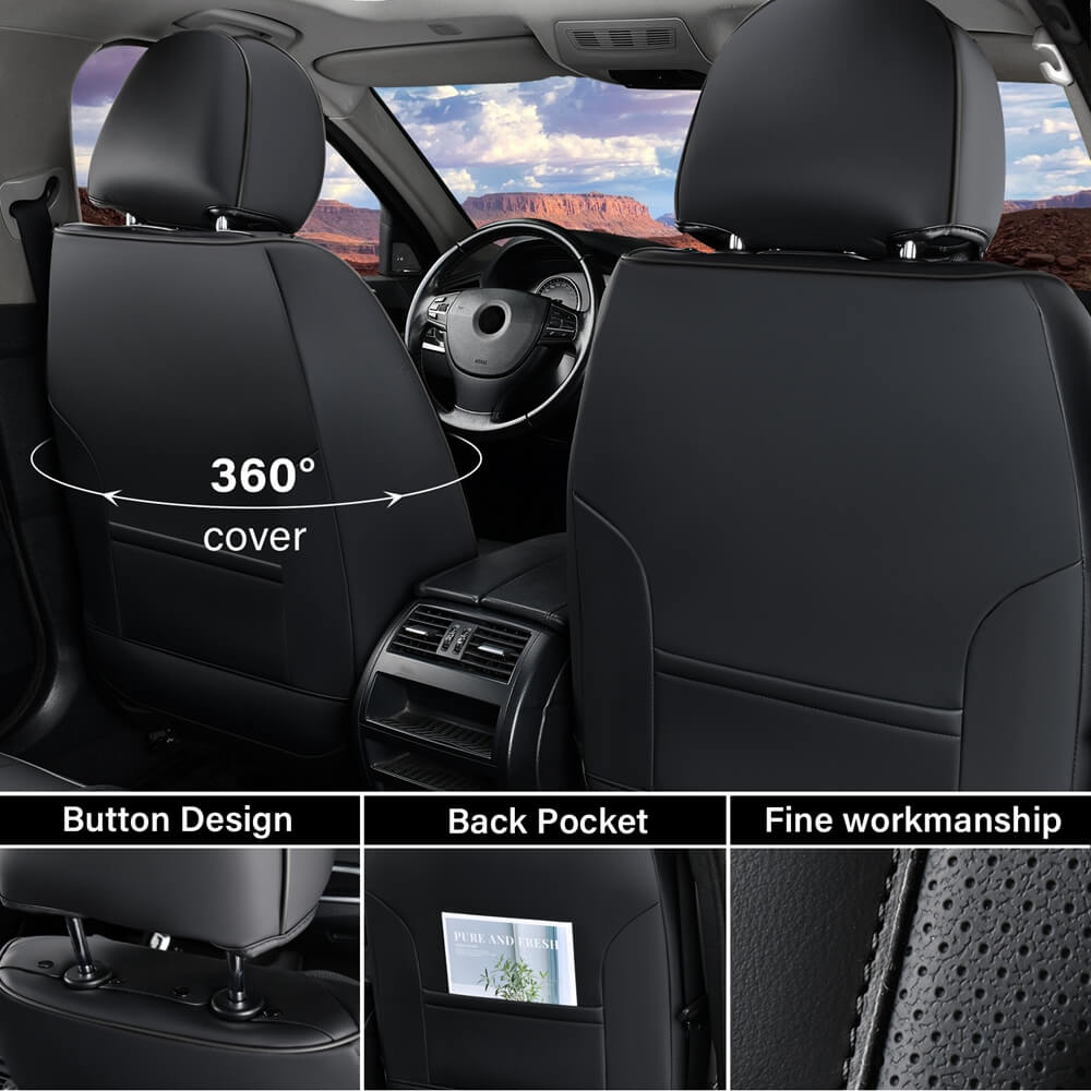 50% OFF🔥🔥 Coverado Auto Seat Covers 5 Seats Full Set for Cars Faux Leather Front and Back Seats Washable Universal Fit