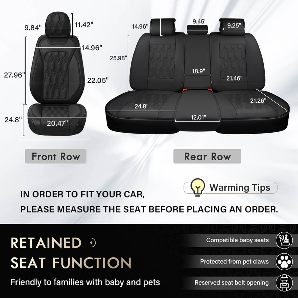 50% OFF🔥🔥 Coverado Auto Seat Covers 5 Seats Full Set for Cars Faux Leather Front and Back Seats Washable Universal Fit