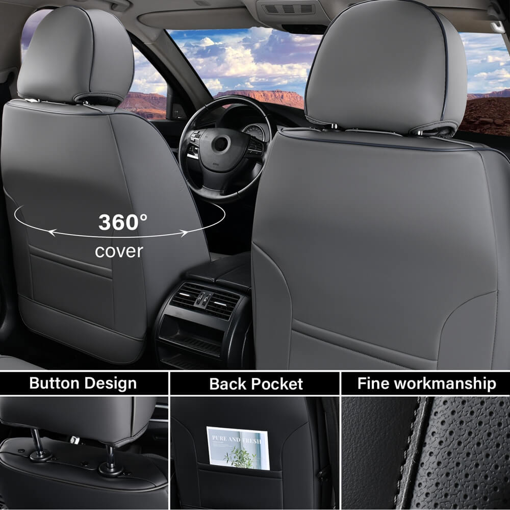 50% OFF🔥🔥 Coverado Auto Seat Covers 5 Seats Full Set for Cars Faux Leather Front and Back Seats Washable Universal Fit