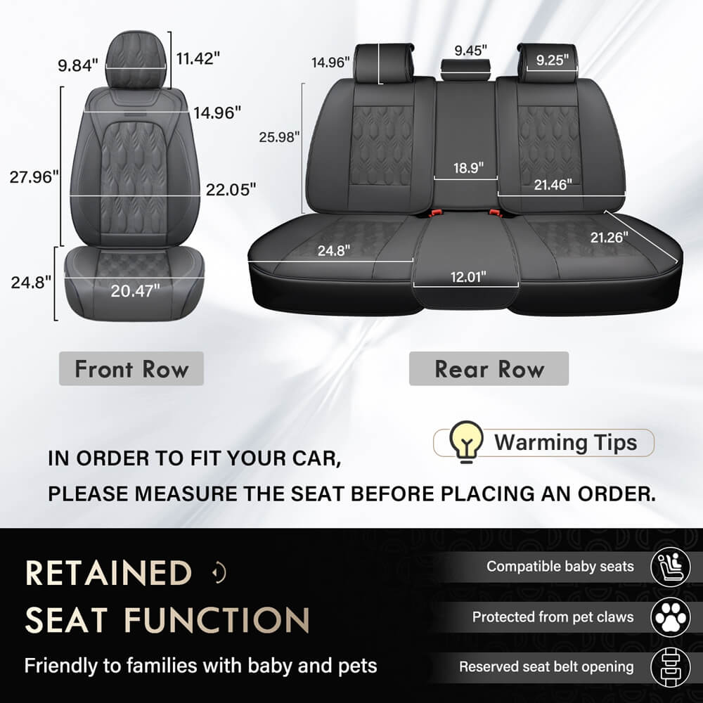 50% OFF🔥🔥 Coverado Auto Seat Covers 5 Seats Full Set for Cars Faux Leather Front and Back Seats Washable Universal Fit