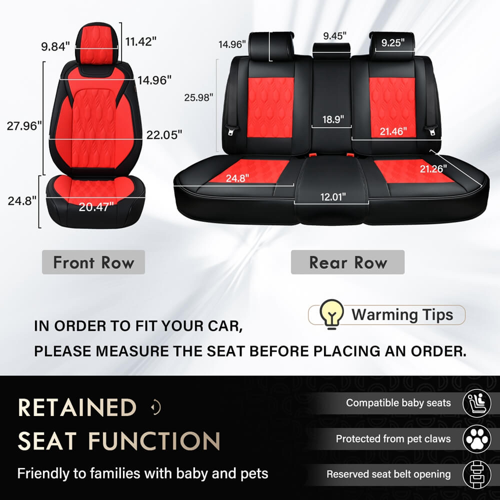 50% OFF🔥🔥 Coverado Auto Seat Covers 5 Seats Full Set for Cars Faux Leather Front and Back Seats Washable Universal Fit