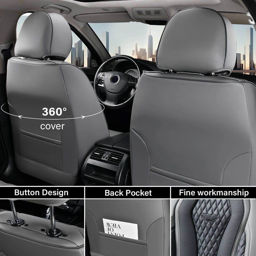 Coverado Front and Back Seat Covers for Cars Premium Leatherette Auto Seat Protectors Water Resistant Universal Fit