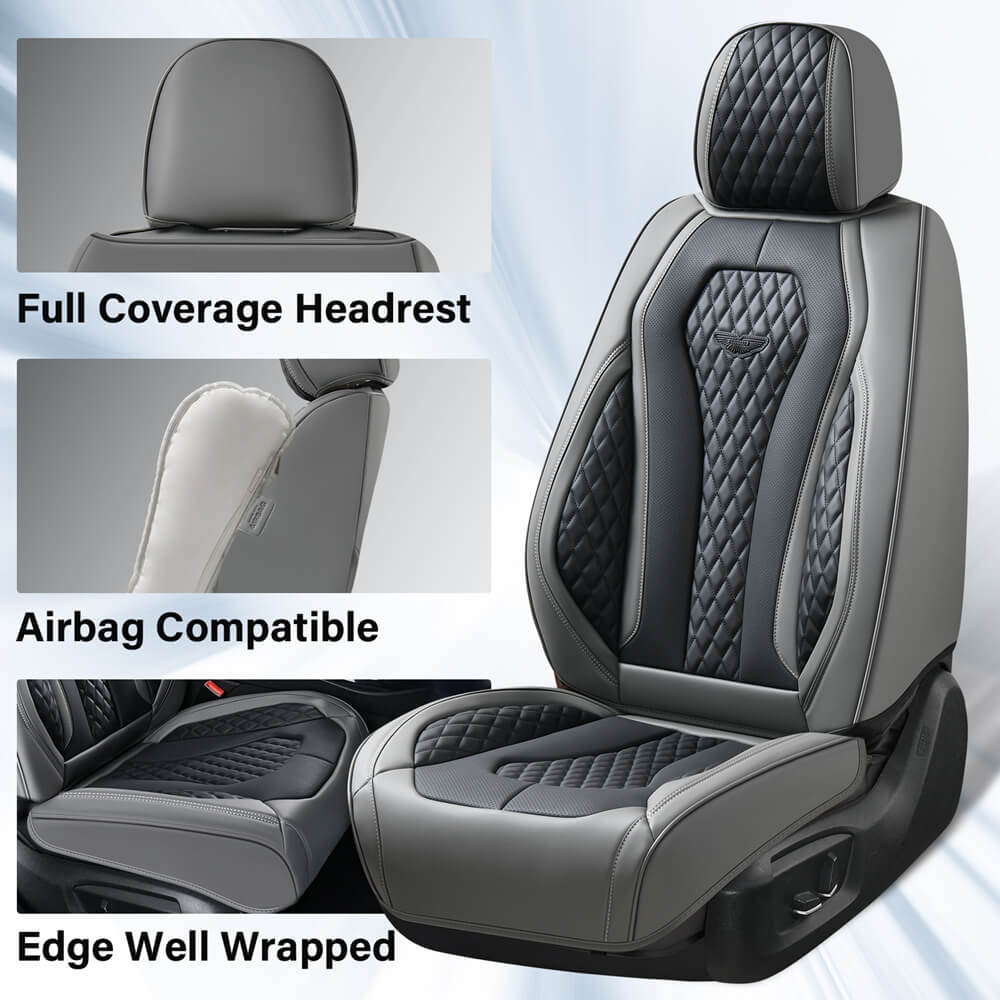 Coverado Front and Back Seat Covers for Cars Premium Leatherette Auto Seat Protectors Water Resistant Universal Fit