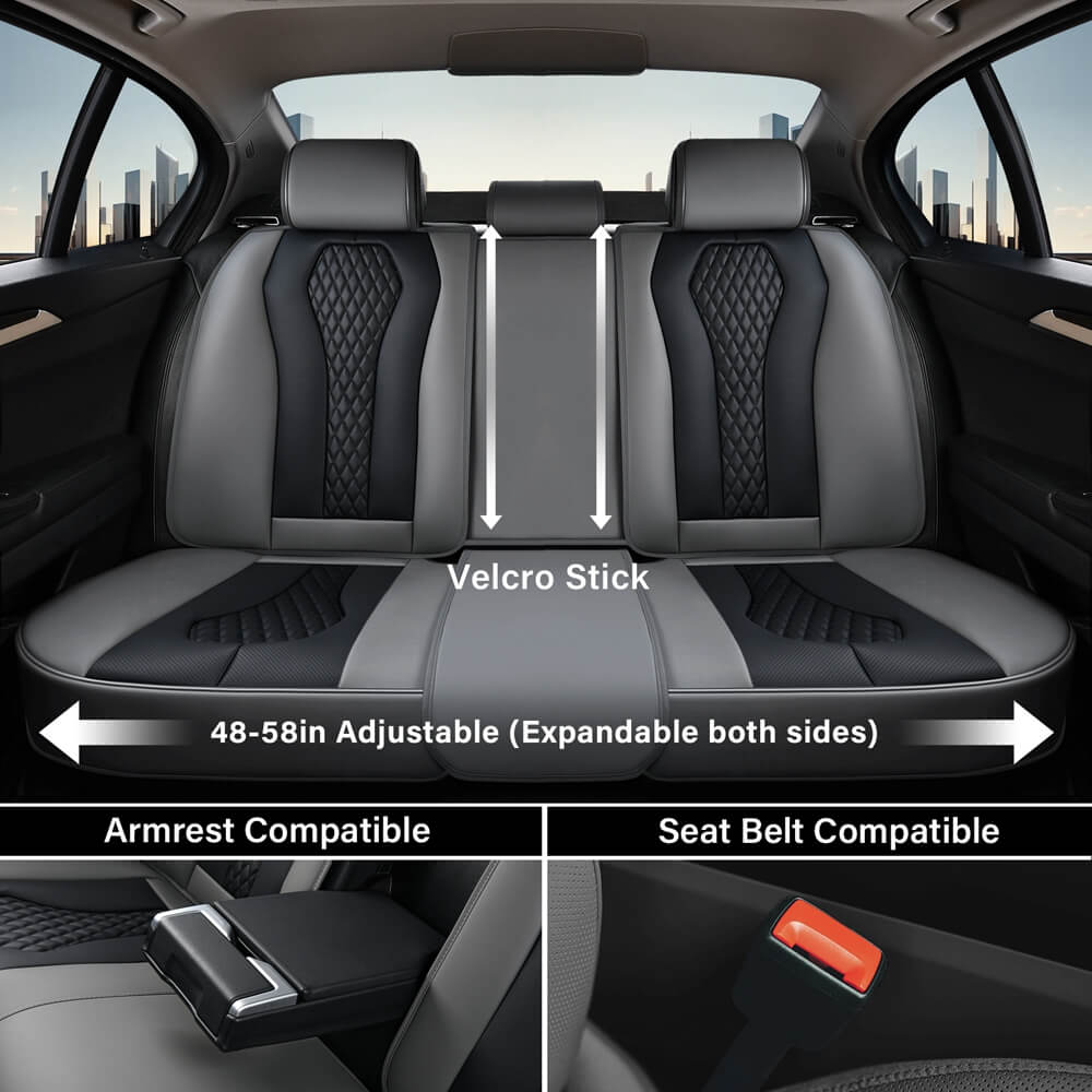 Coverado Front and Back Seat Covers for Cars Premium Leatherette Auto Seat Protectors Water Resistant Universal Fit