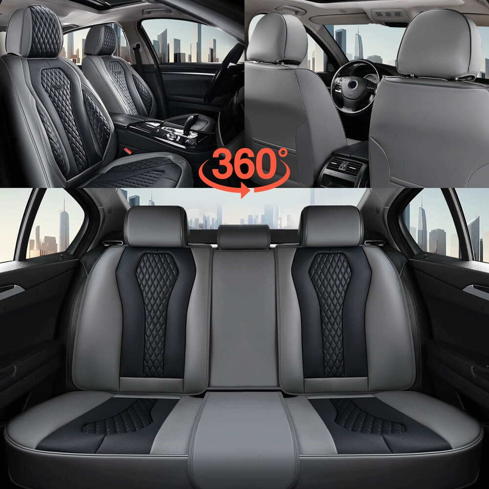 Coverado Front and Back Seat Covers for Cars Premium Leatherette Auto Seat Protectors Water Resistant Universal Fit