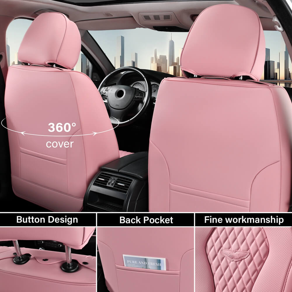 Coverado Front and Back Seat Covers for Cars Premium Leatherette Auto Seat Protectors Water Resistant Universal Fit