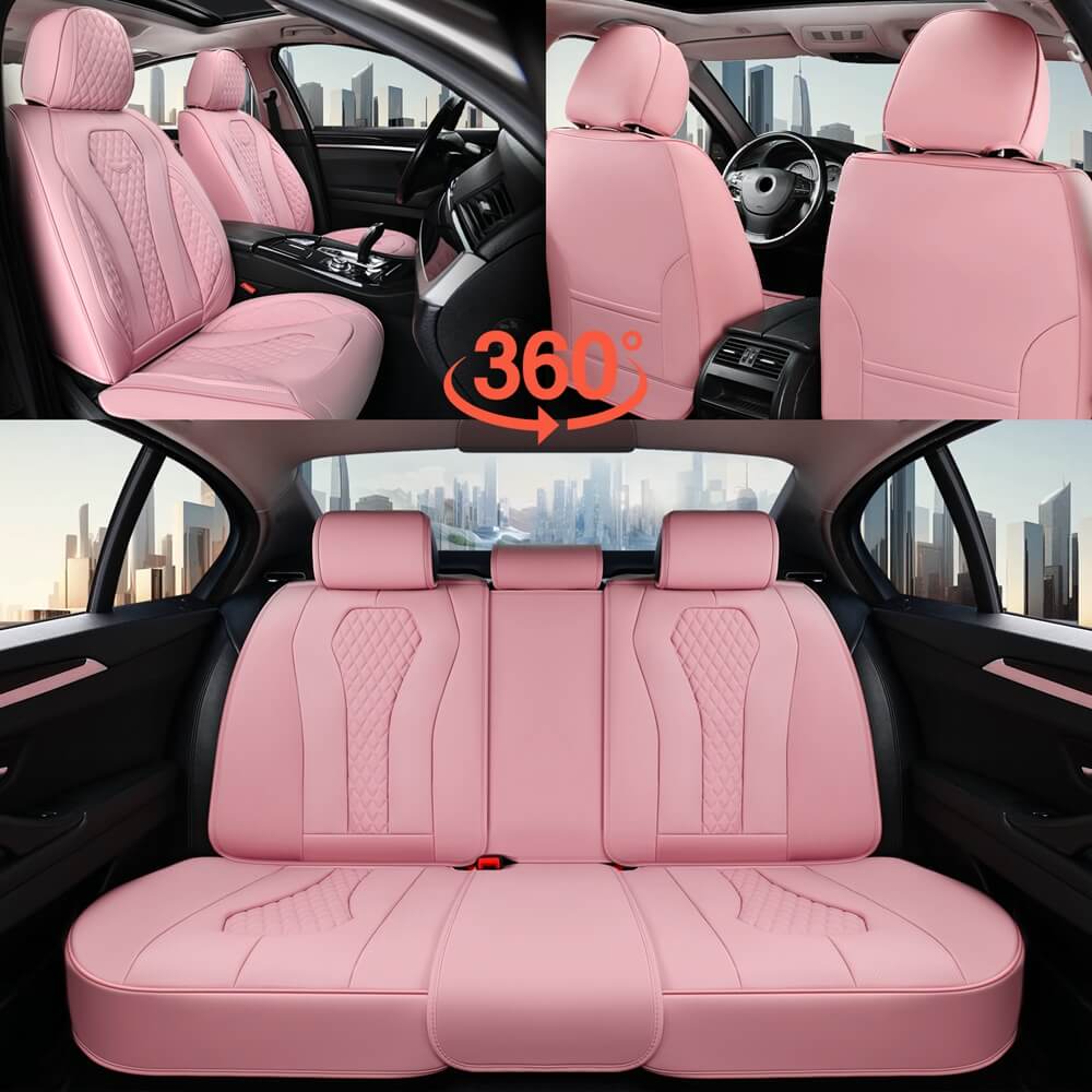 Coverado Front and Back Seat Covers for Cars Premium Leatherette Auto Seat Protectors Water Resistant Universal Fit