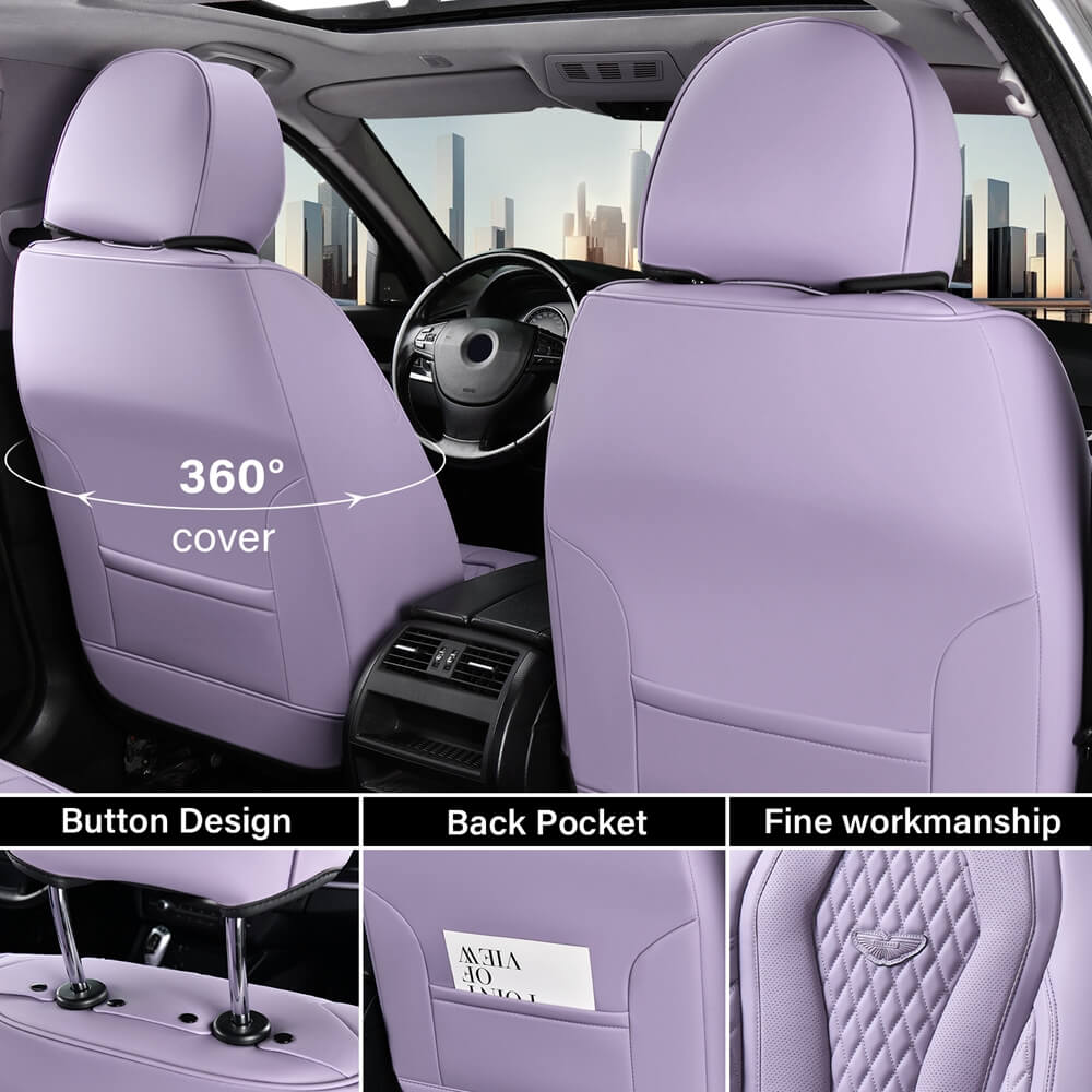 Coverado Front and Back Seat Covers for Cars Premium Leatherette Auto Seat Protectors Water Resistant Universal Fit