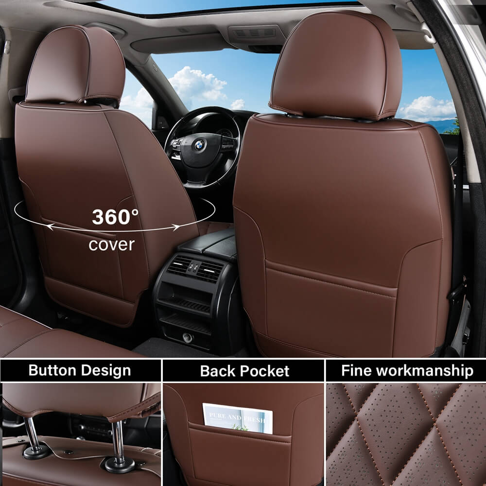 Coverado Seats Front and Back Car Seat Covers Faux Leather Full Set