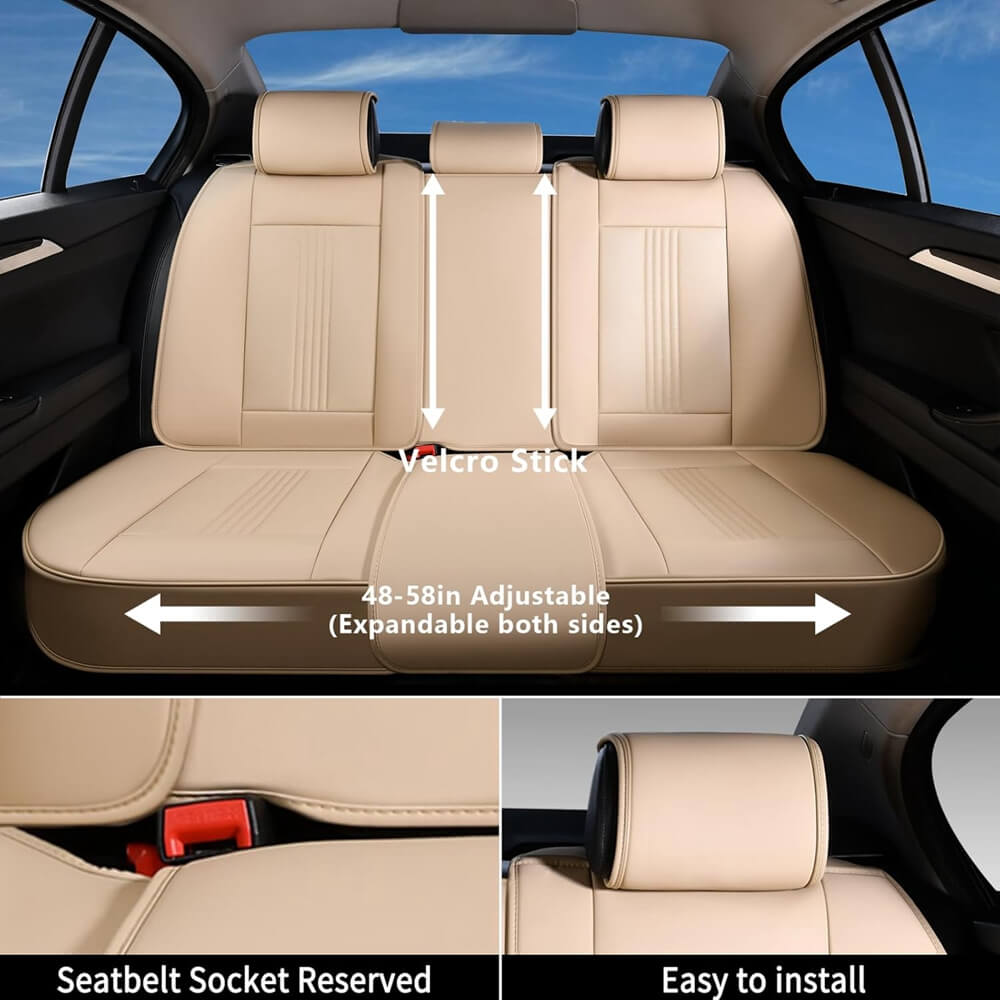 Coverado Luxury Front and Back Car Seat Covers Premium Faux Leather Waterproof Universal Fit