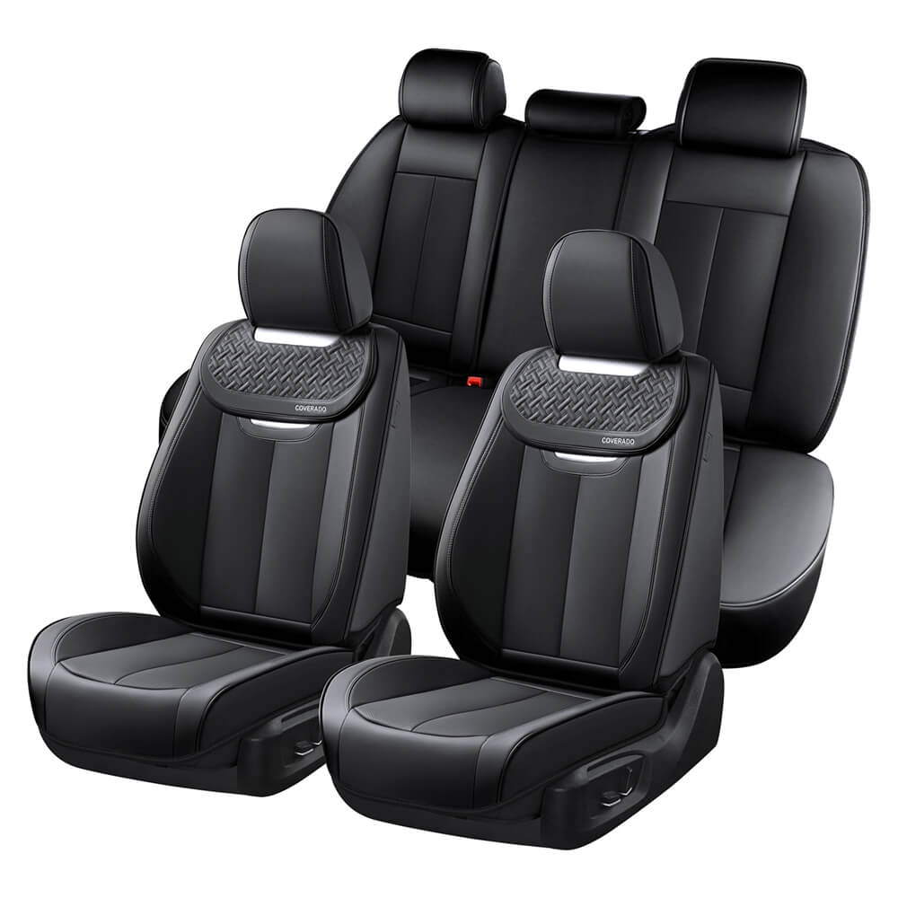 Coverado Front and Back Leatherette Car Seat Covers Water Resistant Seat Protectors Universal Fit