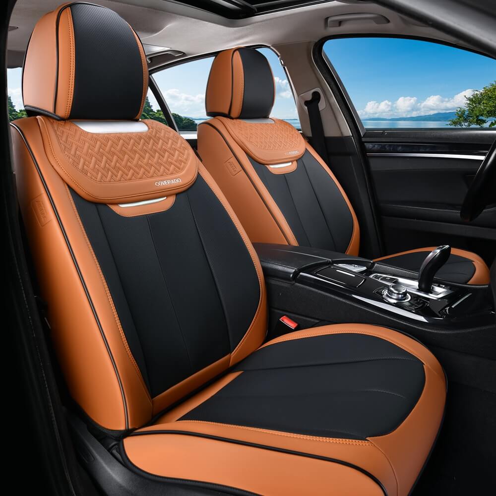 Coverado Front and Back Leatherette Car Seat Covers Water Resistant Seat Protectors Universal Fit