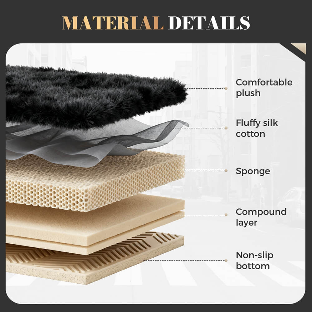 Coverado Black Fuzzy Car Seat Cushion Warm Seats Universal Fit Winter Comfort Furry Seat Covers