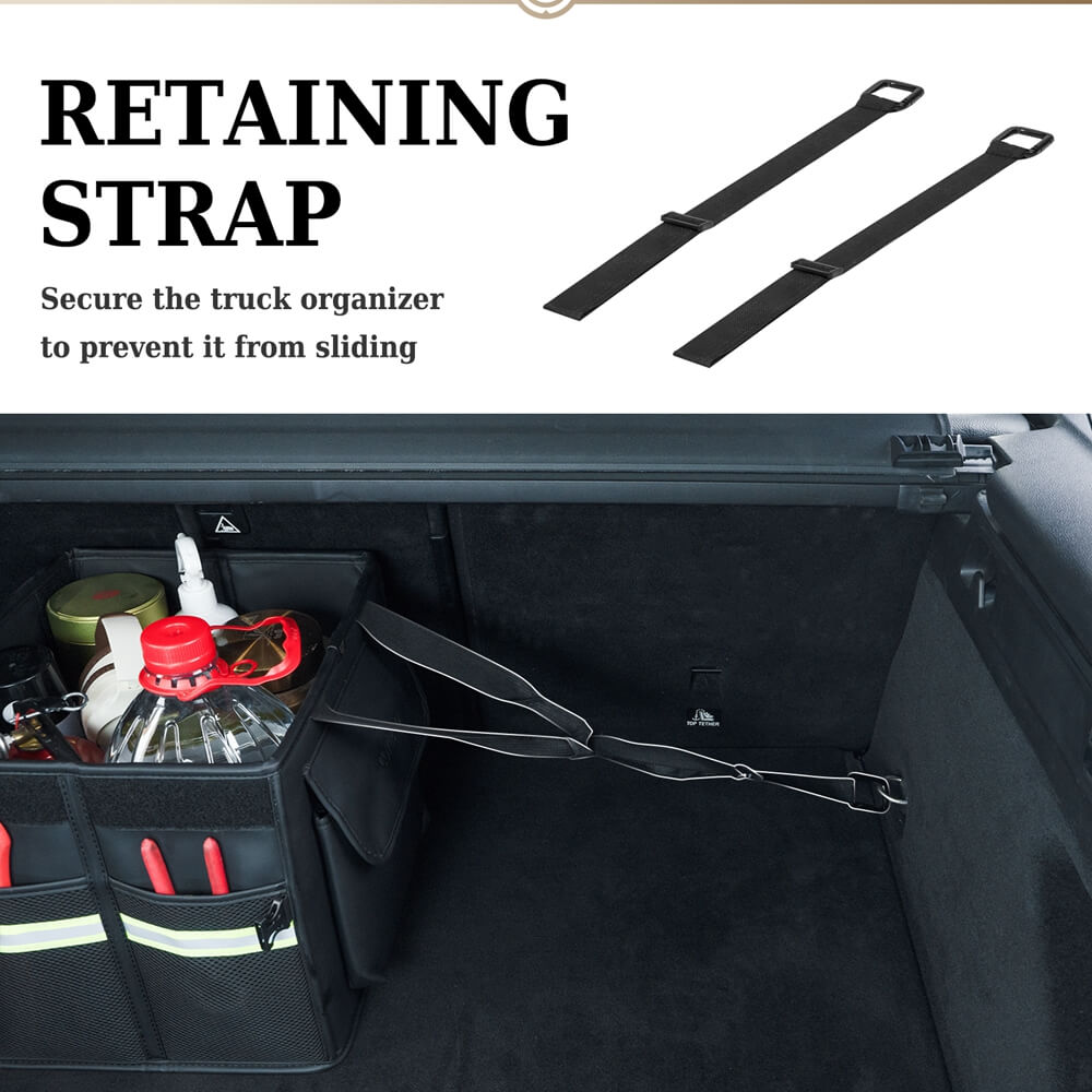Coverado Nappa Leather Car Trunk Organizer Folding Large Capacity Collapsible Storage Box Cargo Organizer Car Accessories for SUV, Truck, Sedan with Non Slip Bottom