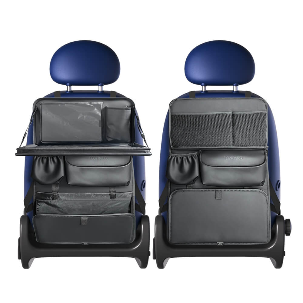 Coverado Nappa Leather Car Backseat Hanging Pockets Foldable Storage Bag Large Capacity Multipurpose Car Organizer, 1 piece/ 2 pieces