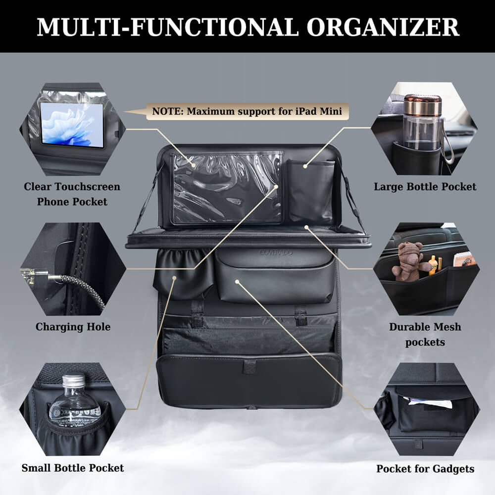 Coverado Nappa Leather Car Backseat Hanging Pockets Foldable Storage Bag Large Capacity Multipurpose Car Organizer, 1 piece/ 2 pieces