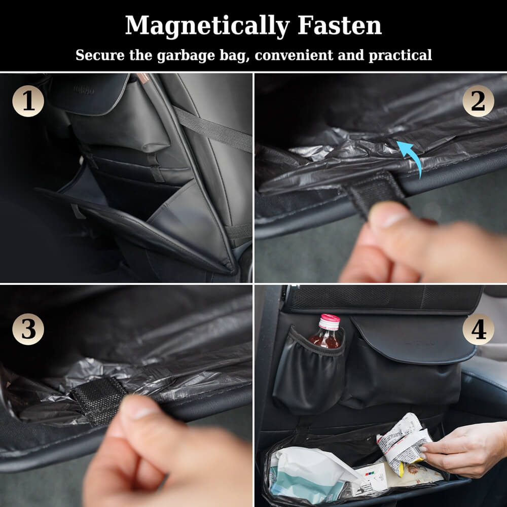 Coverado Nappa Leather Car Backseat Hanging Pockets Foldable Storage Bag Large Capacity Multipurpose Car Organizer, 1 piece/ 2 pieces
