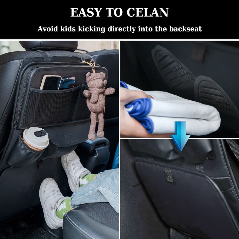 Coverado Nappa Leather Car Backseat Hanging Pockets Foldable Storage Bag Large Capacity Multipurpose Car Organizer, 1 piece/ 2 pieces