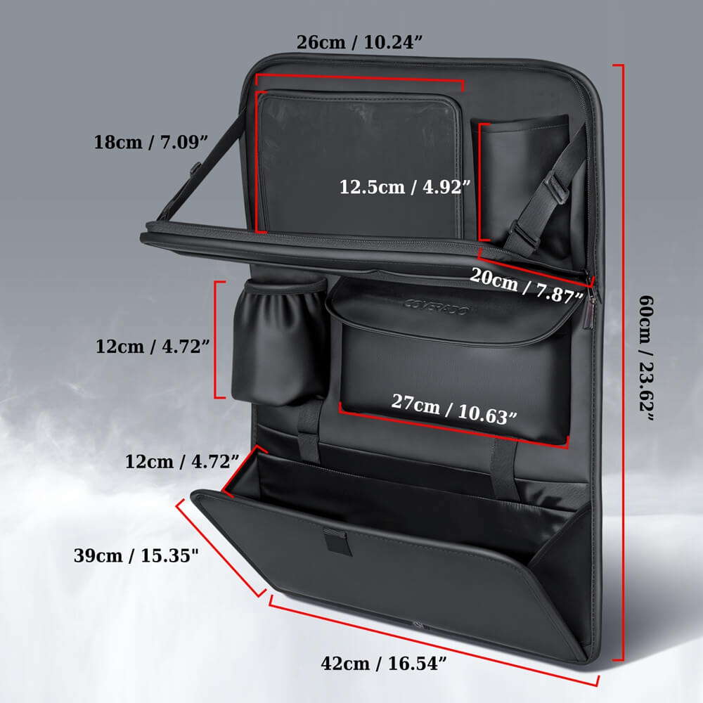 Coverado Nappa Leather Car Backseat Hanging Pockets Foldable Storage Bag Large Capacity Multipurpose Car Organizer, 1 piece/ 2 pieces