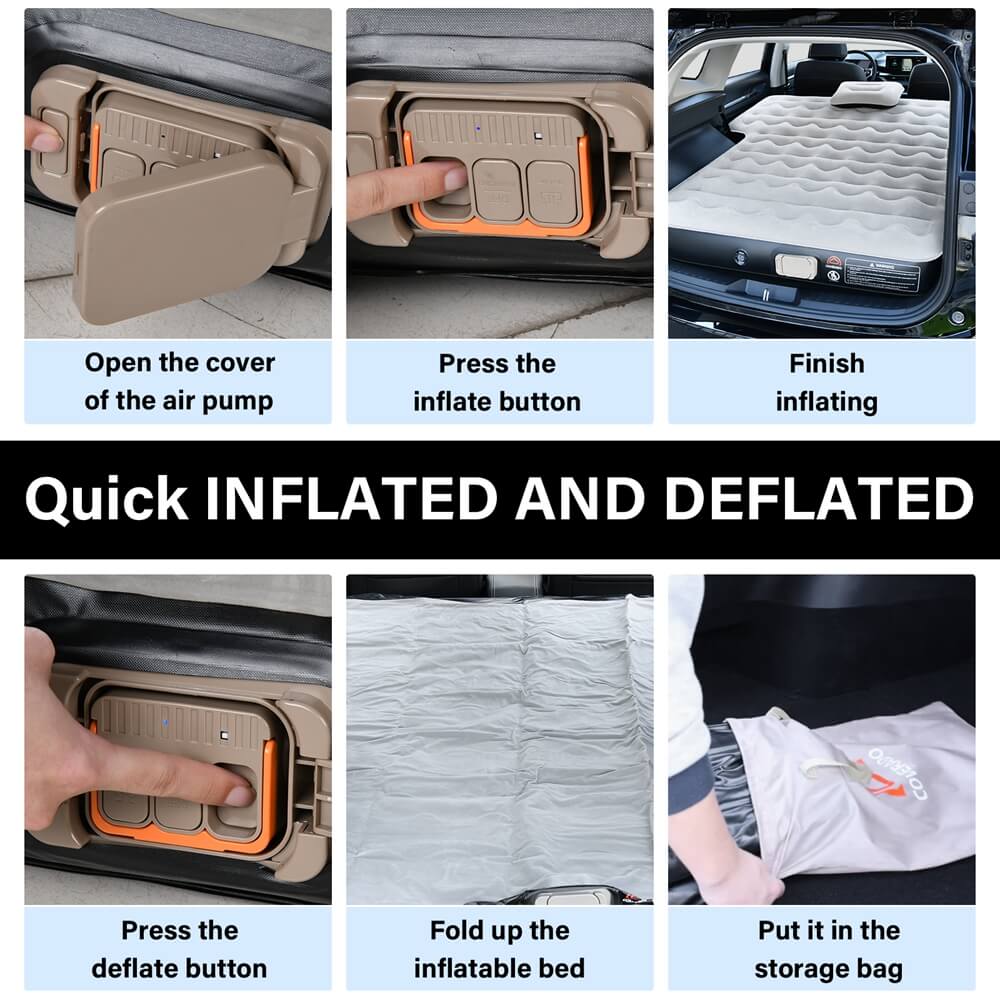 50% OFF🔥🔥 Coverado Air Mattress Custom Fit 2021-2024 Tesla Model Y Inflatable Camping Bed Travel SUV Sleeping Pad with Car Air Pump