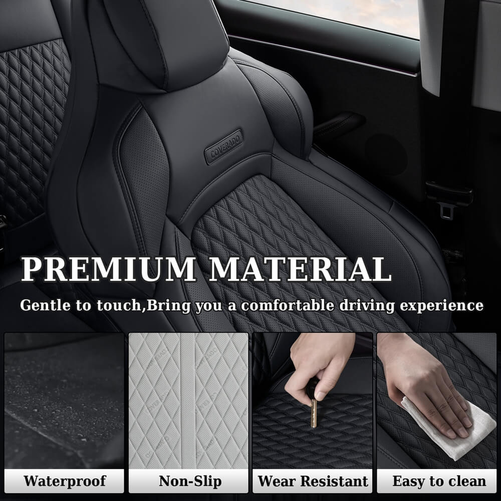 50% OFF🔥🔥 Fit 2024 Tesla Model 3 Coverado Custom Car Seat Covers (only fit Performance ) Premium Leather Front and Back Auto Seat Protectors