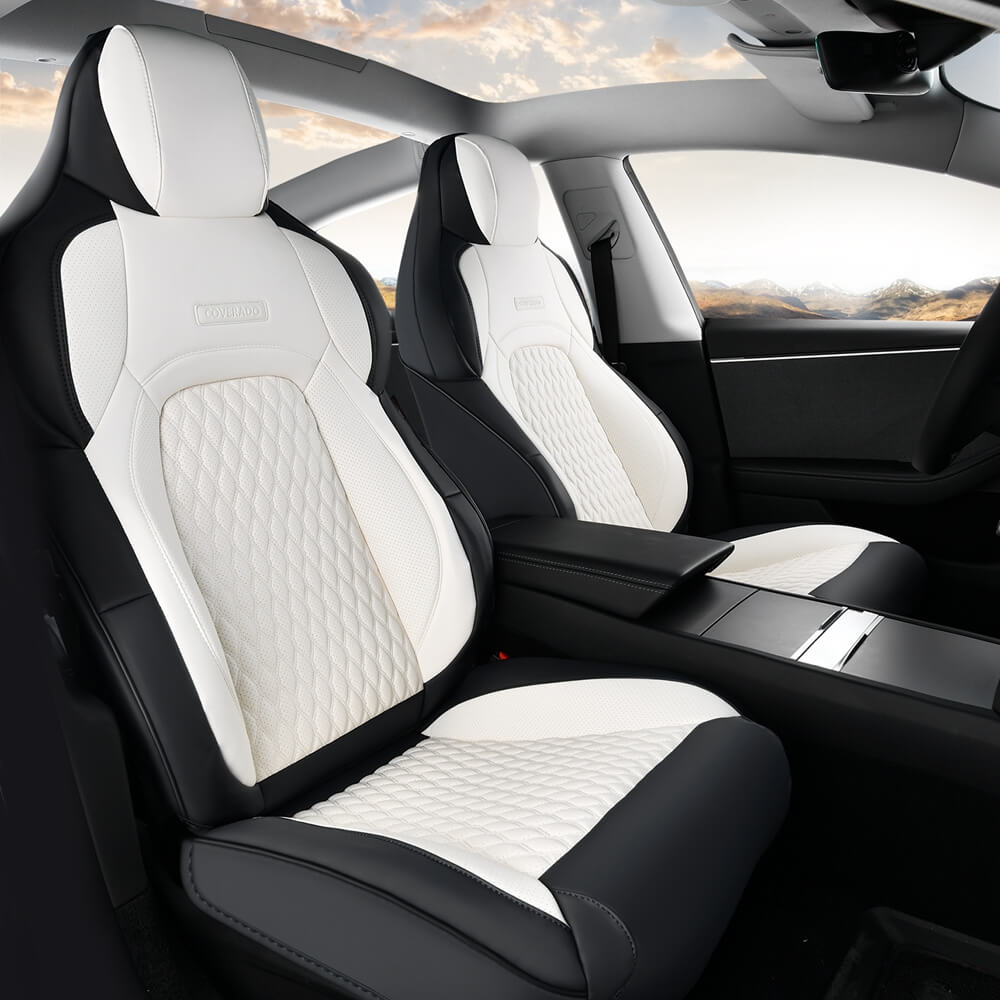 50% OFF🔥🔥 Fit 2024 Tesla Model 3 Coverado Custom Car Seat Covers (only fit Performance ) Premium Leather Front and Back Auto Seat Protectors