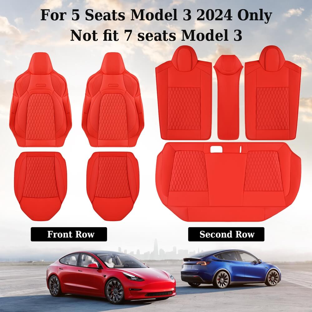 50% OFF🔥🔥 Fit 2024 Tesla Model 3 Coverado Custom Car Seat Covers (only fit Performance ) Premium Leather Front and Back Auto Seat Protectors