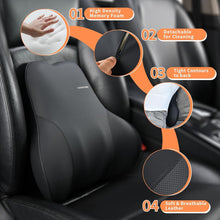 Load image into Gallery viewer, 50% OFF🔥🔥 Coverado Leather Lumbar Back Support Pillow for Cars, Office Chair, Sofa with Detachable Memory Foam Car Back Support Lower Back Pain