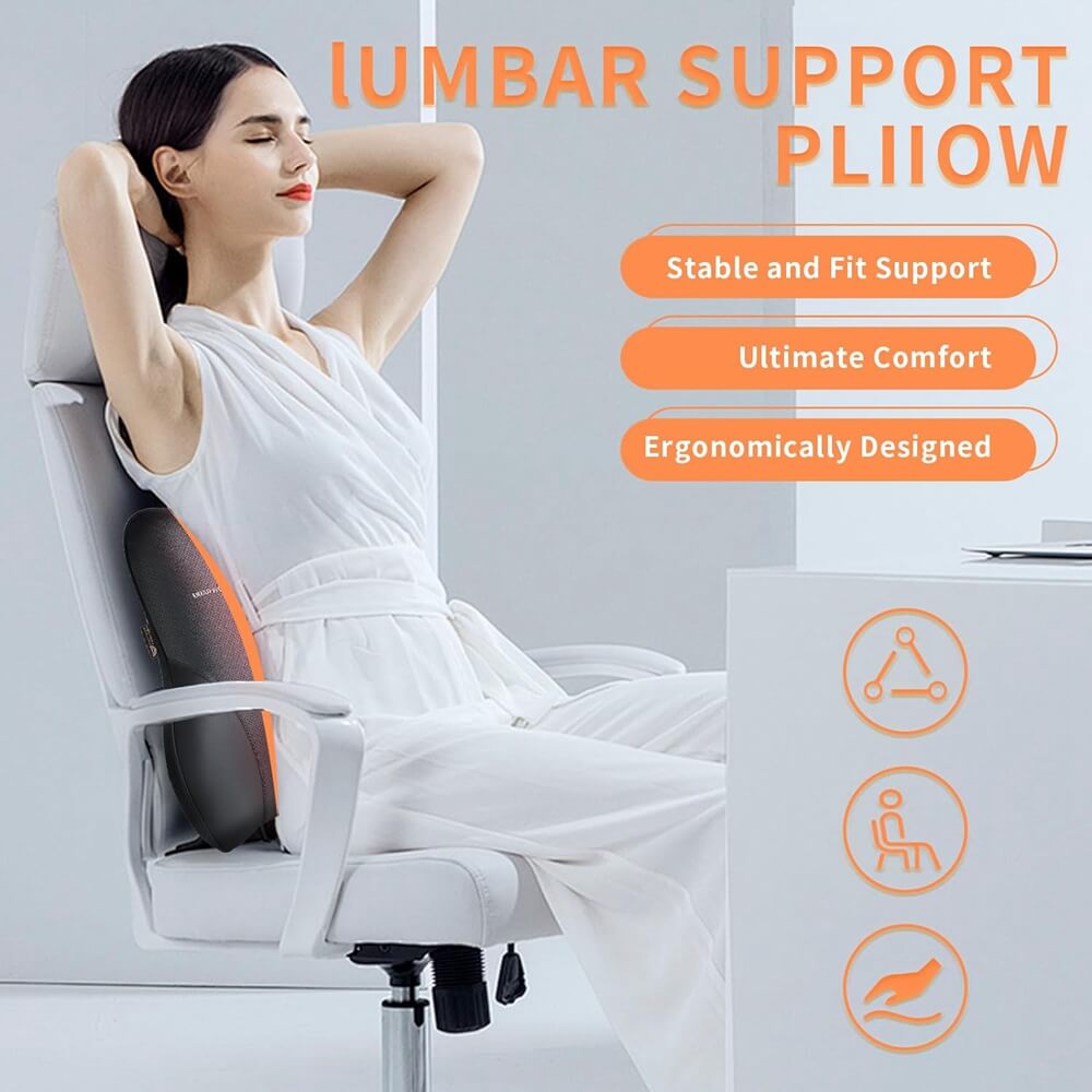 50% OFF🔥🔥 Coverado Leather Lumbar Back Support Pillow for Cars, Office Chair, Sofa with Detachable Memory Foam Car Back Support Lower Back Pain