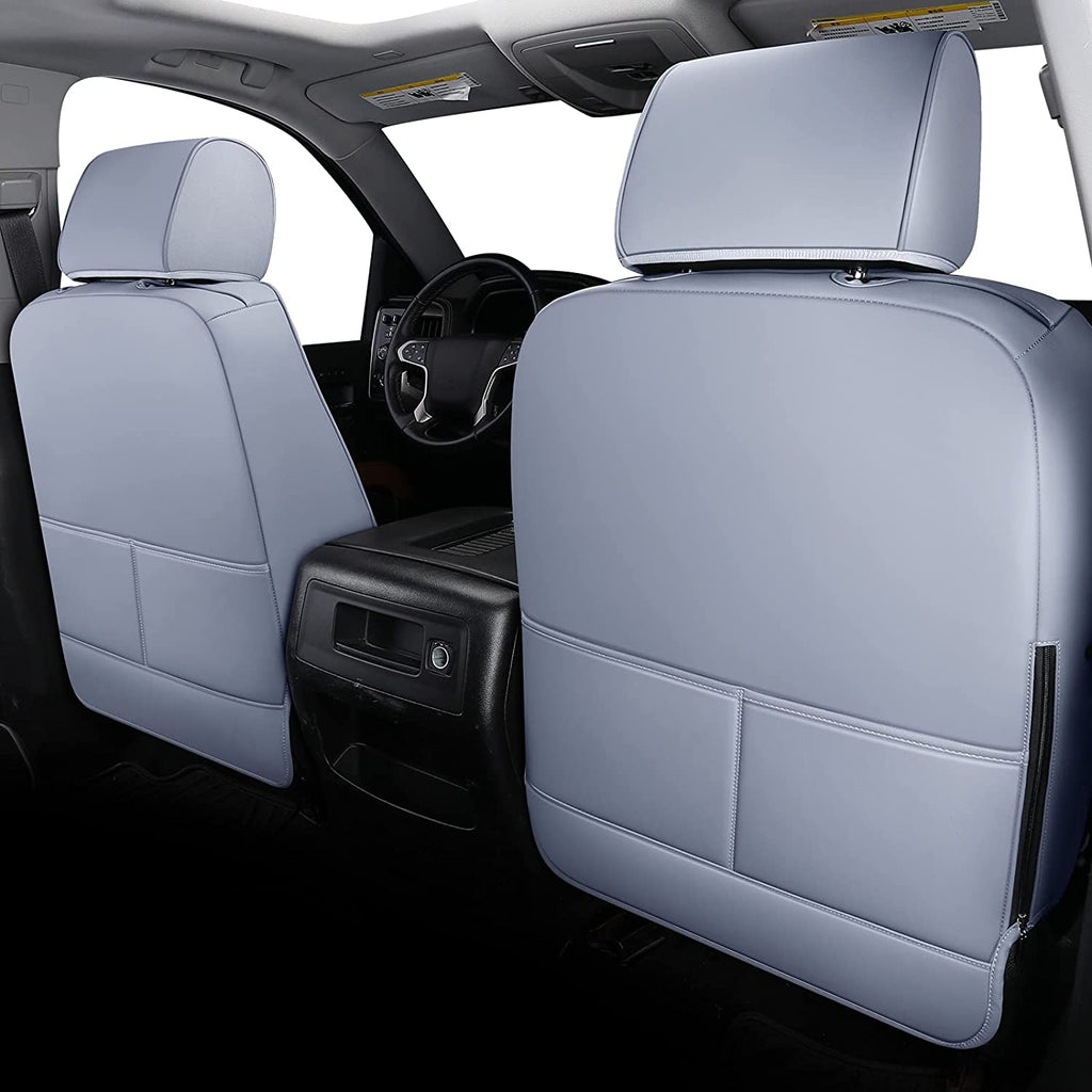 Fit 2014-2018 Chevy Silverado 2015-2019 GMC Sierra Crew Cab Coverado Full Set 40/60 Split Back Seats Waterproof Leather Seat Cover