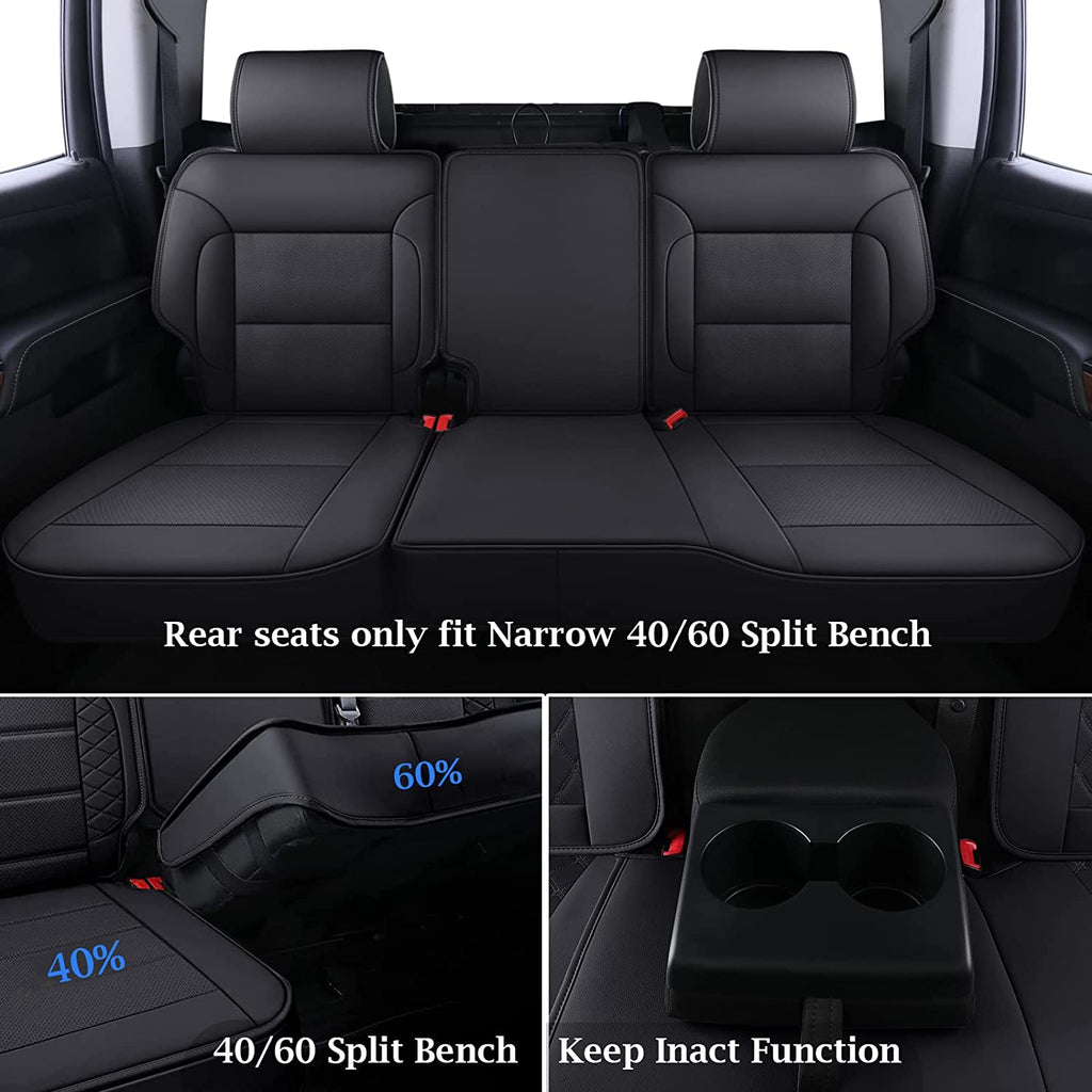 Specific Fit 2014-2018 Chevy Silverado 2015-2019 GMC Sierra Coverado Full Set Waterproof Leather Seat Cover