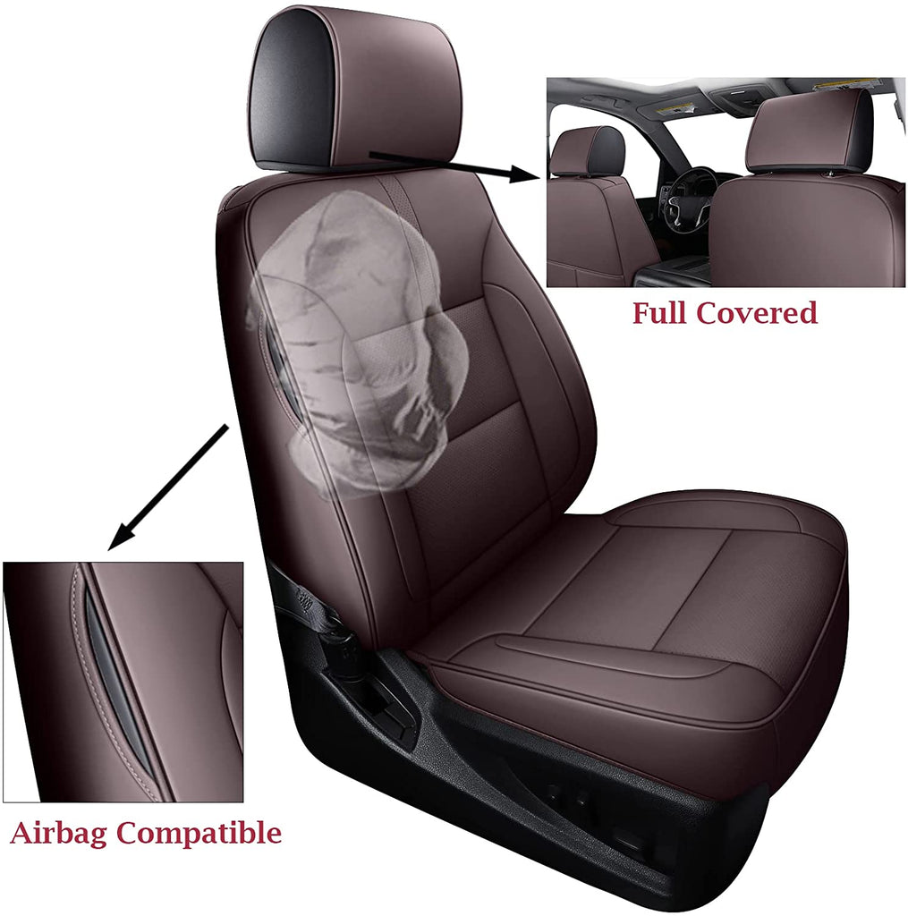 Fit 2014-2018 Chevy Silverado 2015-2019 GMC Sierra Crew Cab Coverado Full Set 40/60 Split Back Seats Waterproof Leather Seat Cover