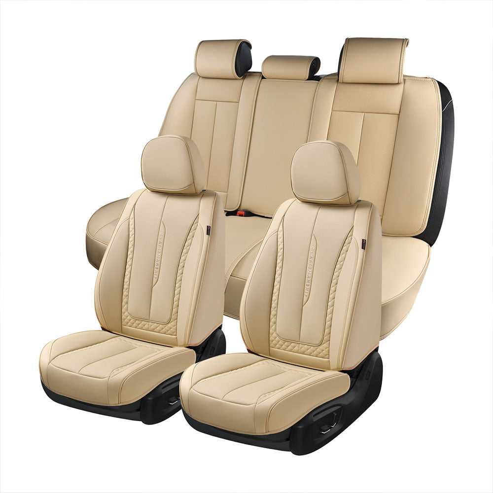 Coverado Car Seat Cover 5 Seats Full Set Quality Faux Leather Front an