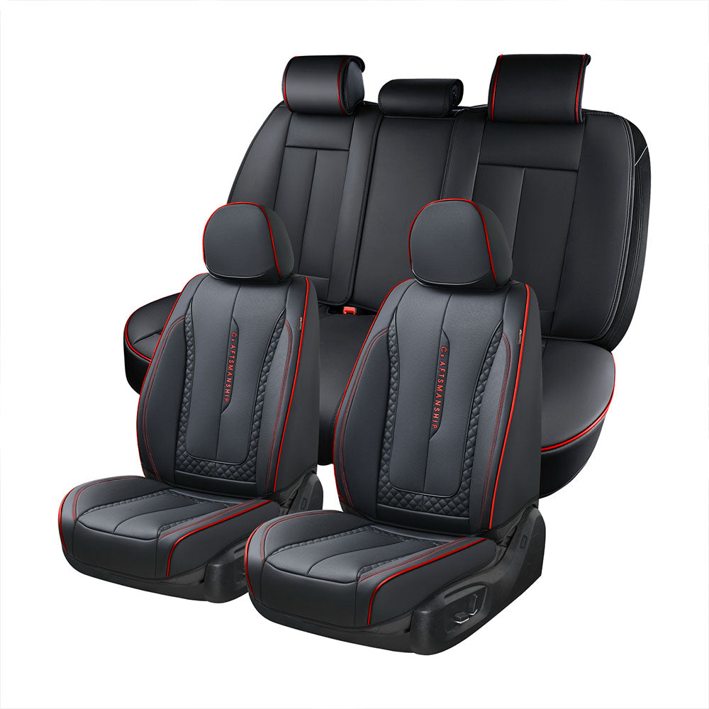 Coverado Full Set Seat Covers for Car Breathable Seat Cover Auto Fit Car Red 2