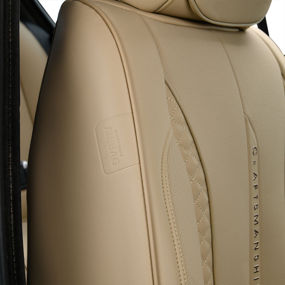 Coverado Front and Back Seat Covers for Cars Seat Cover Washing Fit Truck Beige 7