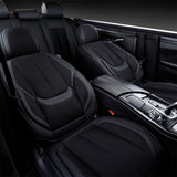 Coverado 5 Seats Front and Rear Leather&Fabric Black Car Seat Covers Full Set Auto Seat Protectors with Lumbar Support Universal Fit