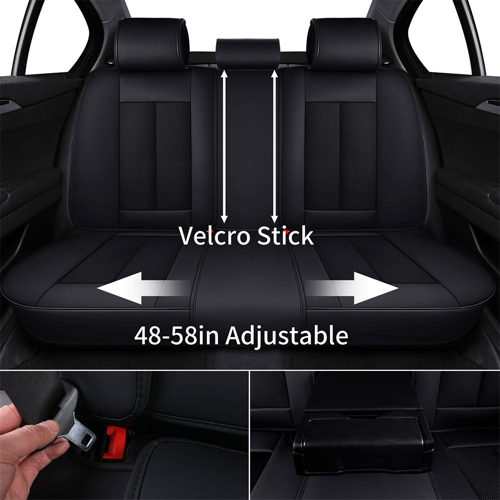 Coverado Auto Seat Cover Leather Seat Covers Fit SUV Black 6