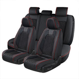 Coverado 5 Seats Car Seat Covers Front and Rear Seats Full Set Faux Leather Stylish Breathable Auto Protectors Universal Fit