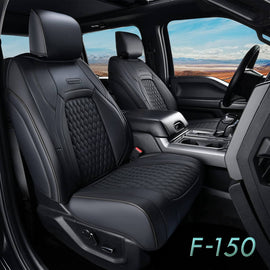 Ford 2015-2026 F150, 2017-2026 F250 F350 F450 Crew Cab Coverado Custom Seat Covers Front and Back Waterproof Faux Leather Full Coverage Seat Protectors