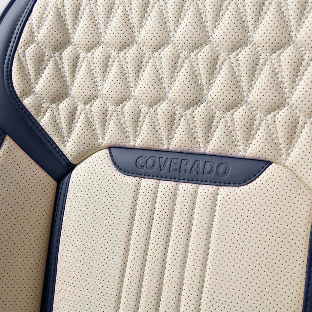 Coverado Luxury Front and Back Car Seat Covers Premium Faux Leather Waterproof Universal Fit