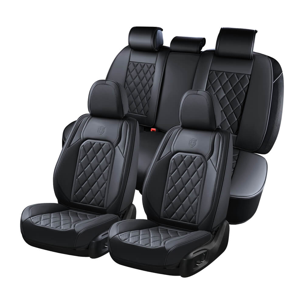 Coverado Front and Back Seat Covers Faux Leather Breathable Waterproof Universal Fit