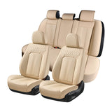 Coverado Luxury Front and Back Car Seat Covers Premium Faux Leather Waterproof Universal Fit