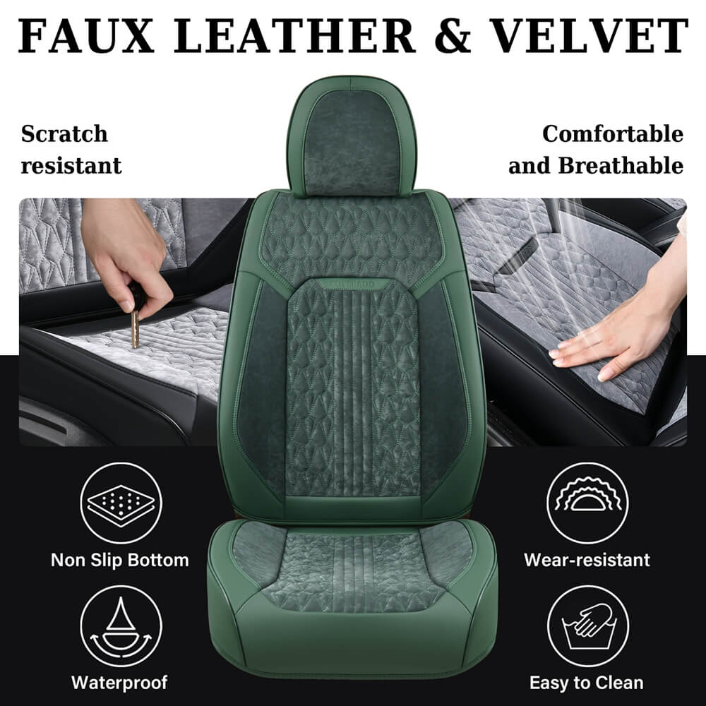 Coverado Front Auto Seat Covers 2 Seats Velvet Driver Passenger Seat Protectors Universal Fit